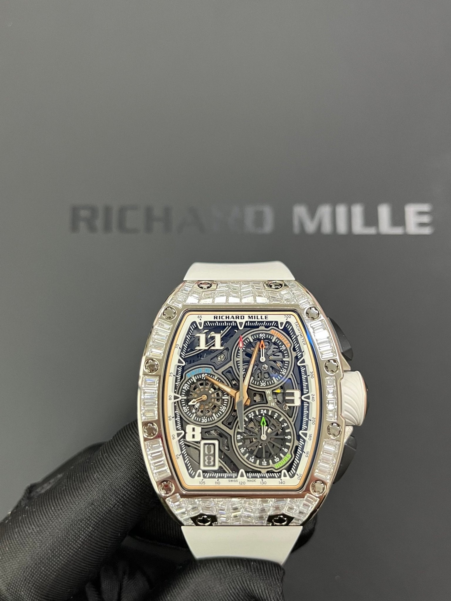 Richard Mille RM 72-01 Automatic Winding Lifestyle Flyback Chronograph White Gold with Baguette Diamonds