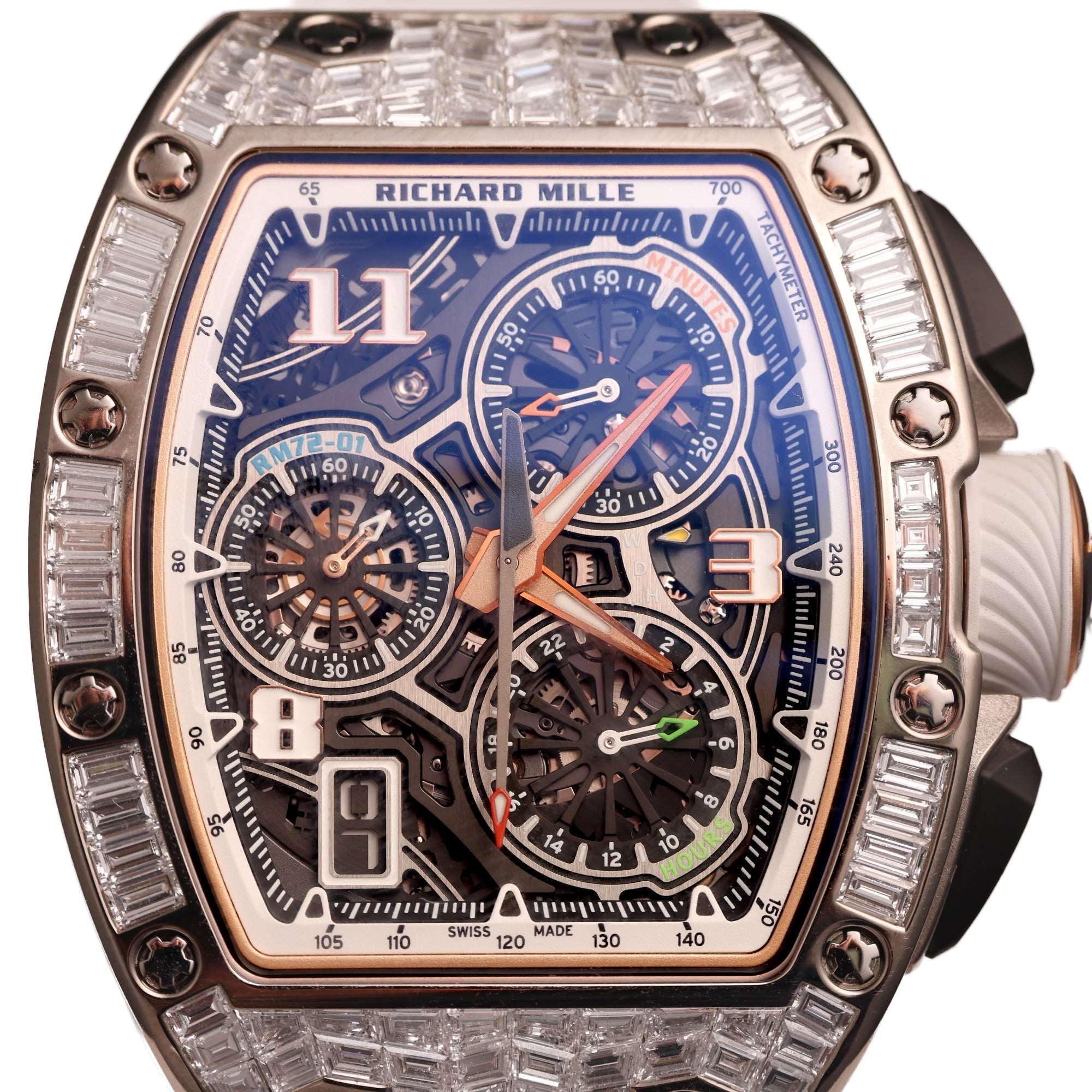 Richard Mille RM 72-01 Automatic Winding Lifestyle Flyback Chronograph White Gold with Baguette Diamonds