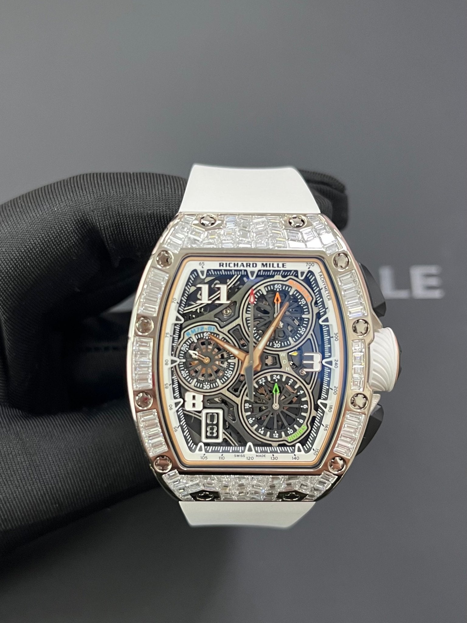 Richard Mille RM 72-01 Automatic Winding Lifestyle Flyback Chronograph White Gold with Baguette Diamonds