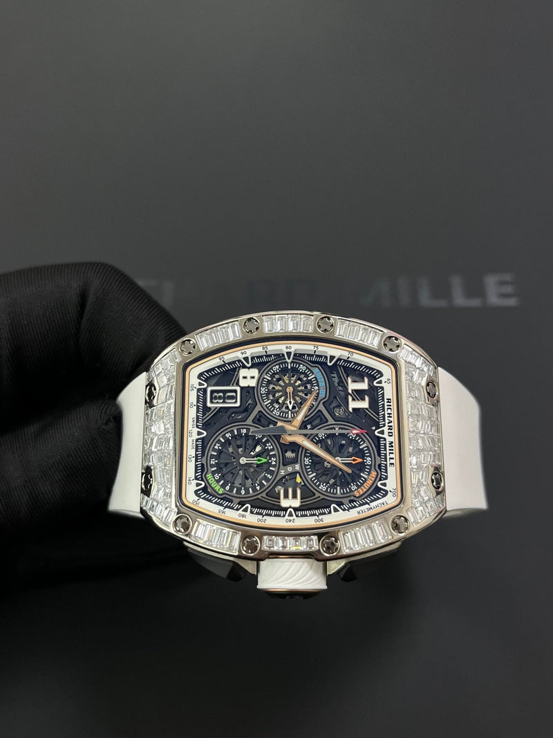 Richard Mille RM 72-01 Automatic Winding Lifestyle Flyback Chronograph White Gold with Baguette Diamonds