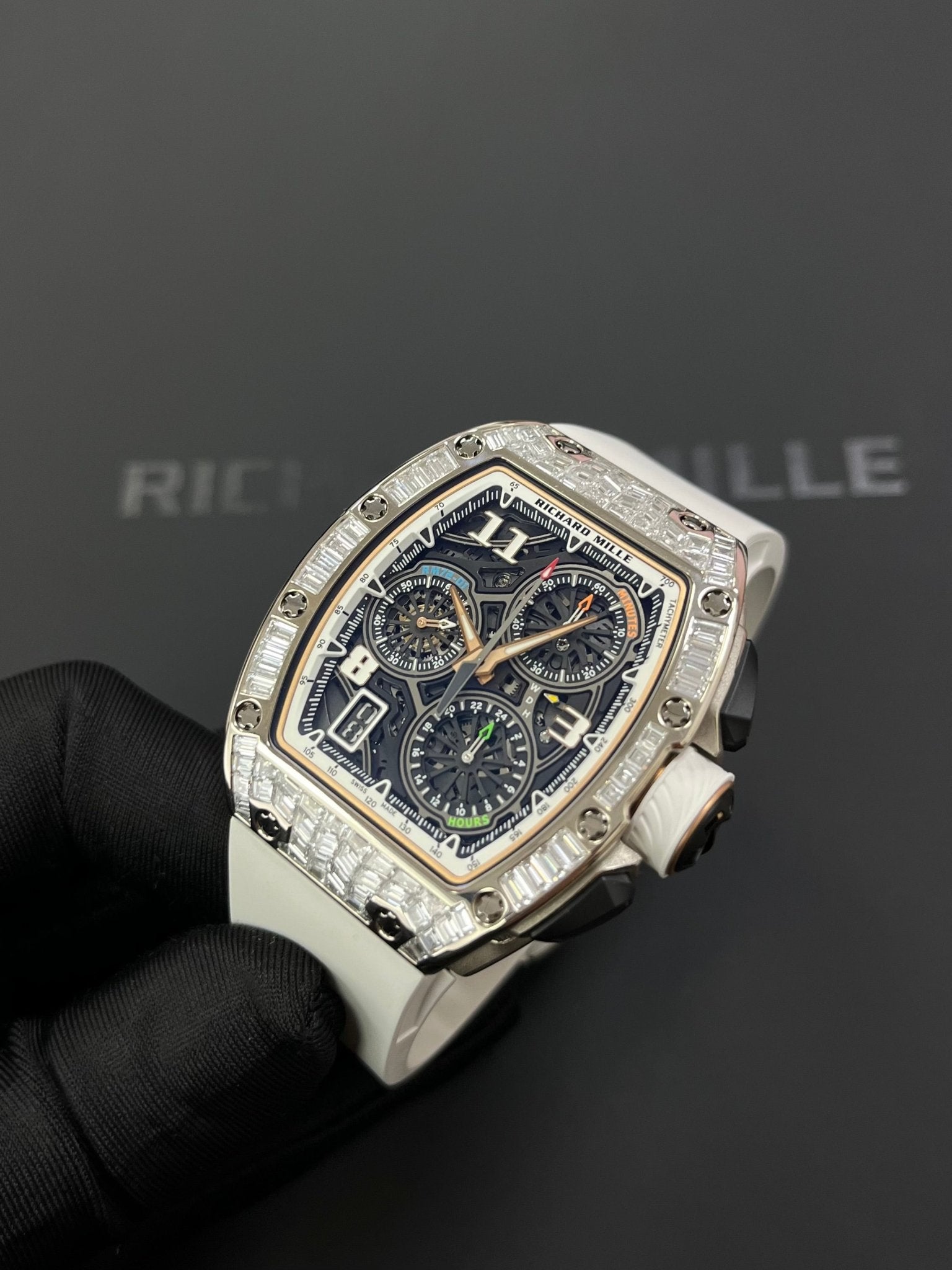 Richard Mille RM 72-01 Automatic Winding Lifestyle Flyback Chronograph White Gold with Baguette Diamonds