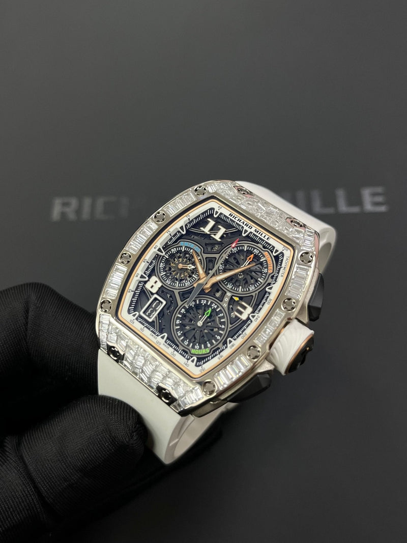 Richard Mille RM 72-01 Automatic Winding Lifestyle Flyback Chronograph White Gold with Baguette Diamonds