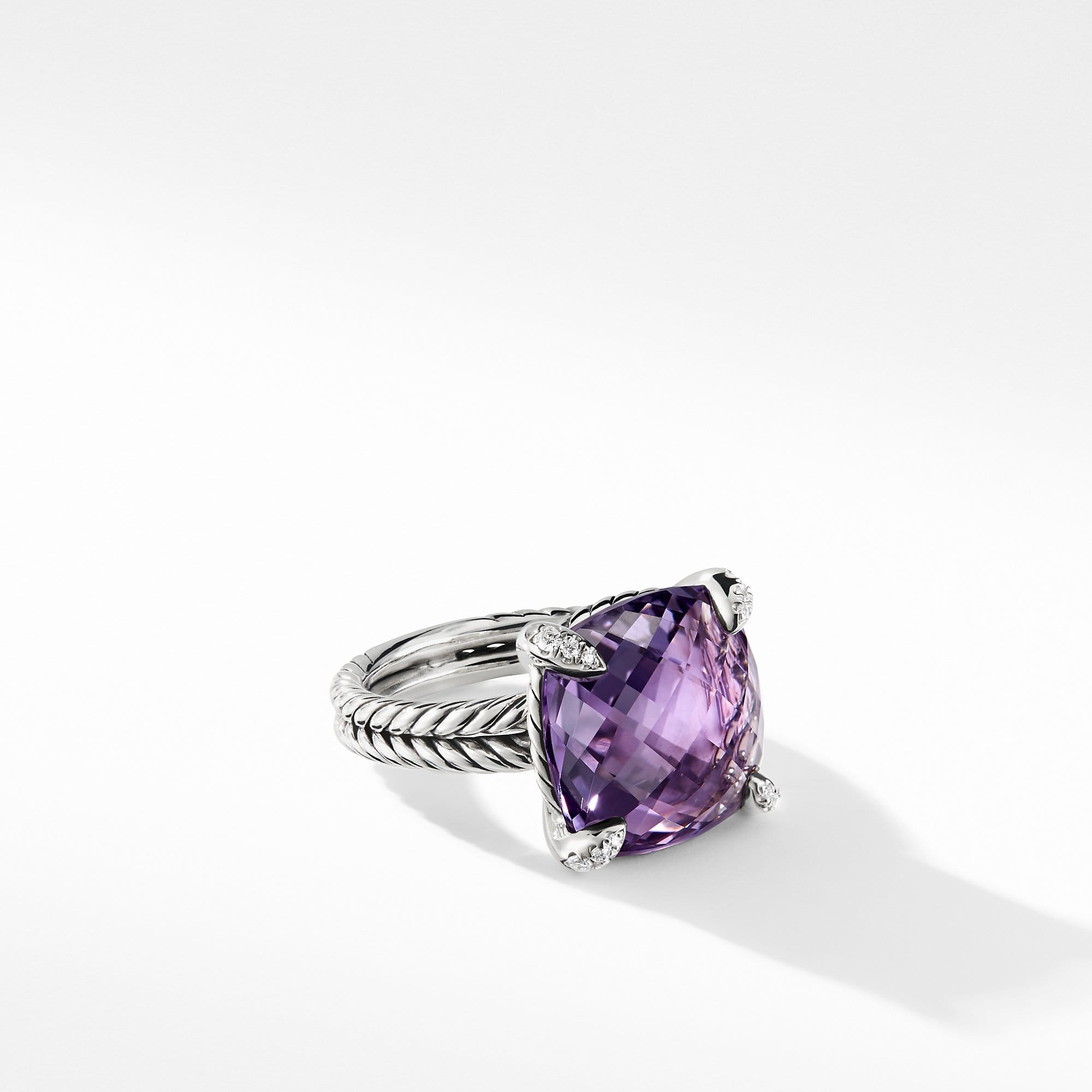 Ring with Amethyst and Diamonds (Size 8)