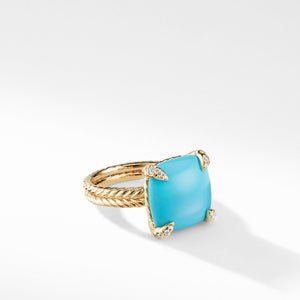 Ring with Turquoise and Diamonds in 18K Gold