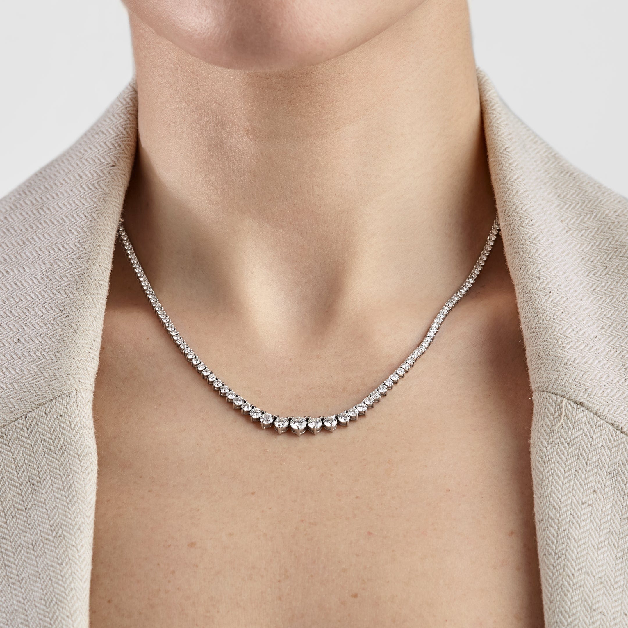 Riviera 8 Carat Graduated Diamond Tennis Necklace