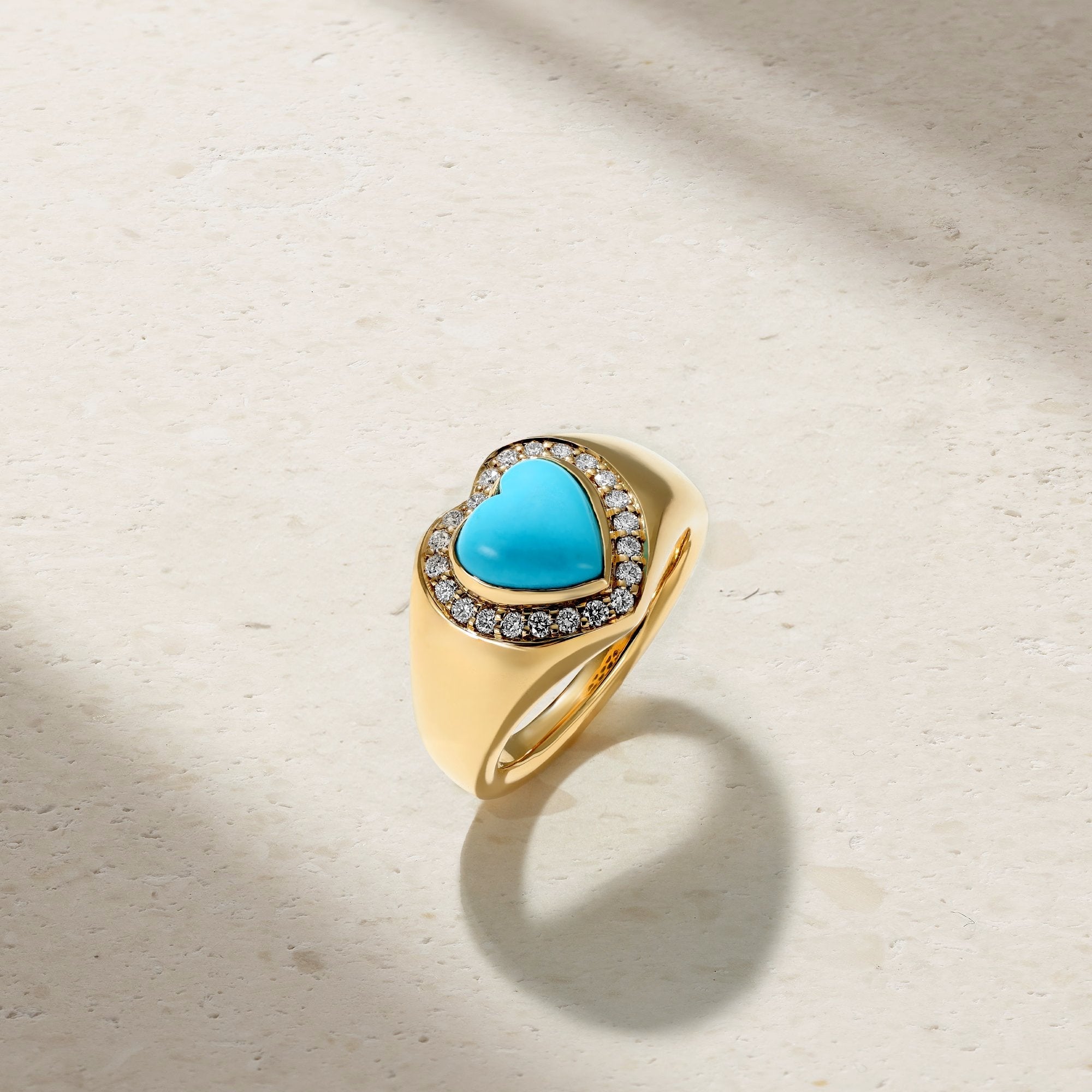 Puffed Heart Signet Ring