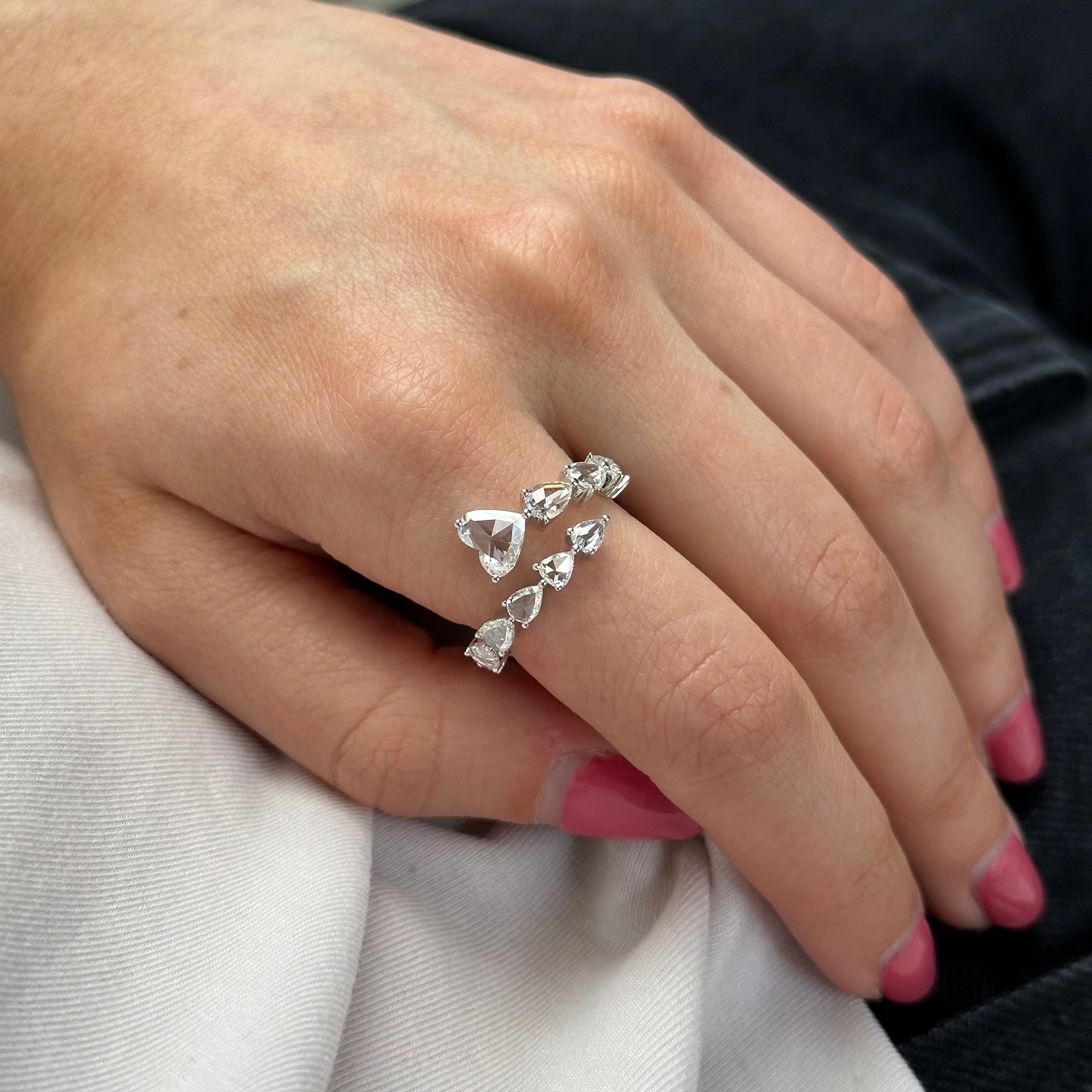 Rose-Cut Diamond Bypass Ring