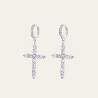 Rose-Cut Diamond Cross Earrings
