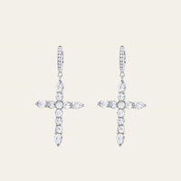 Rose-Cut Diamond Cross Earrings