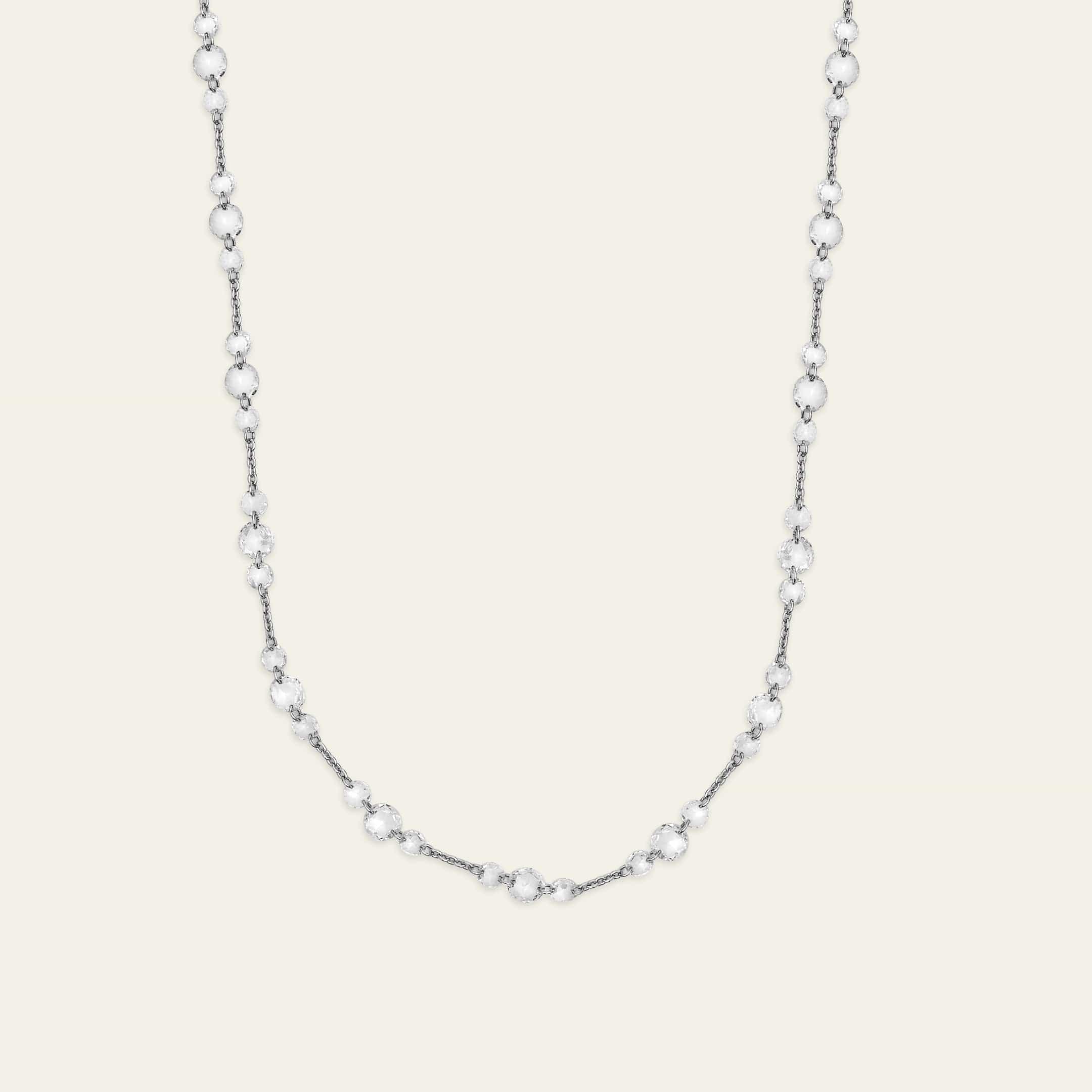 Rose-Cut Diamond Trio Necklace in White Gold