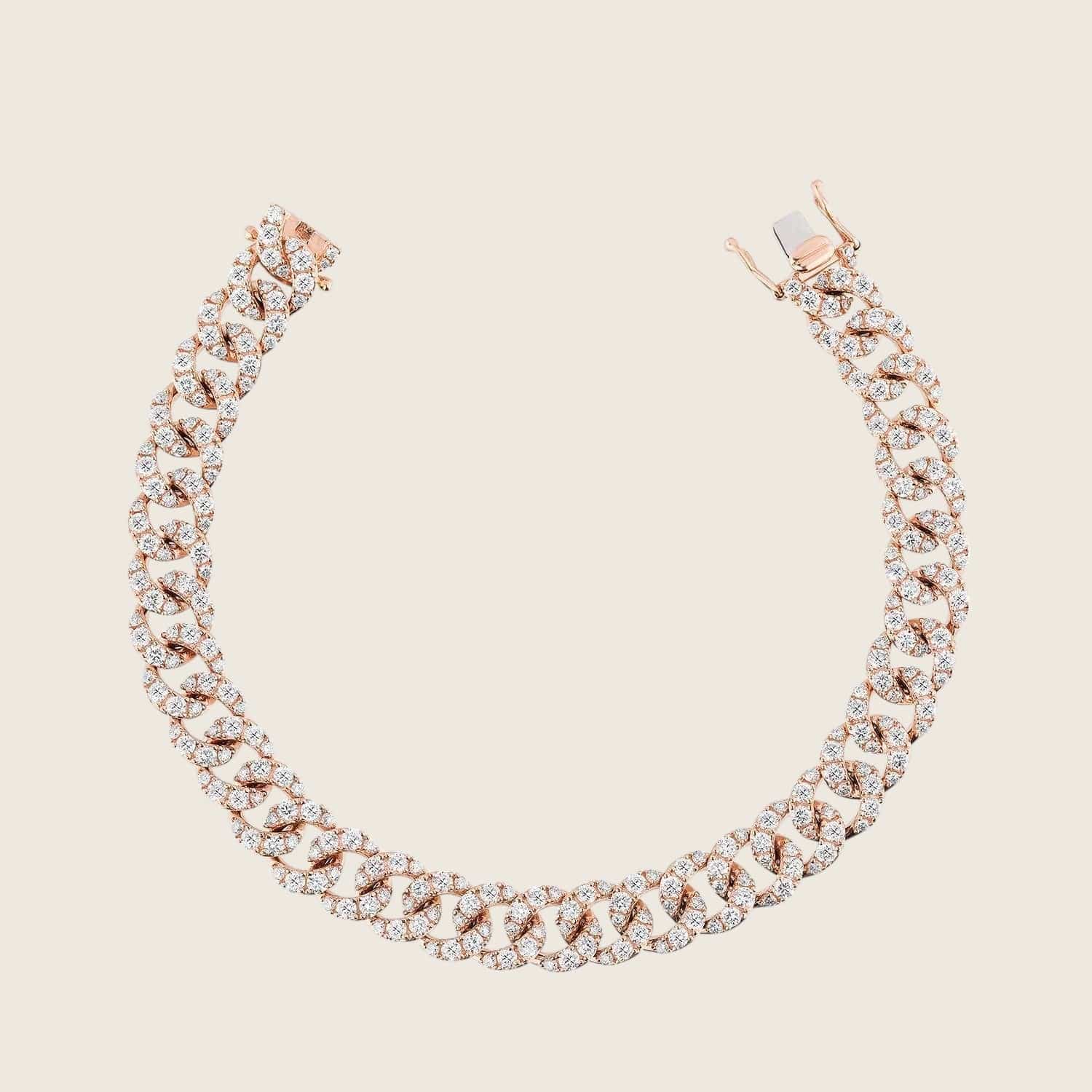 Rose Gold and Diamond Cuban Link Bracelet