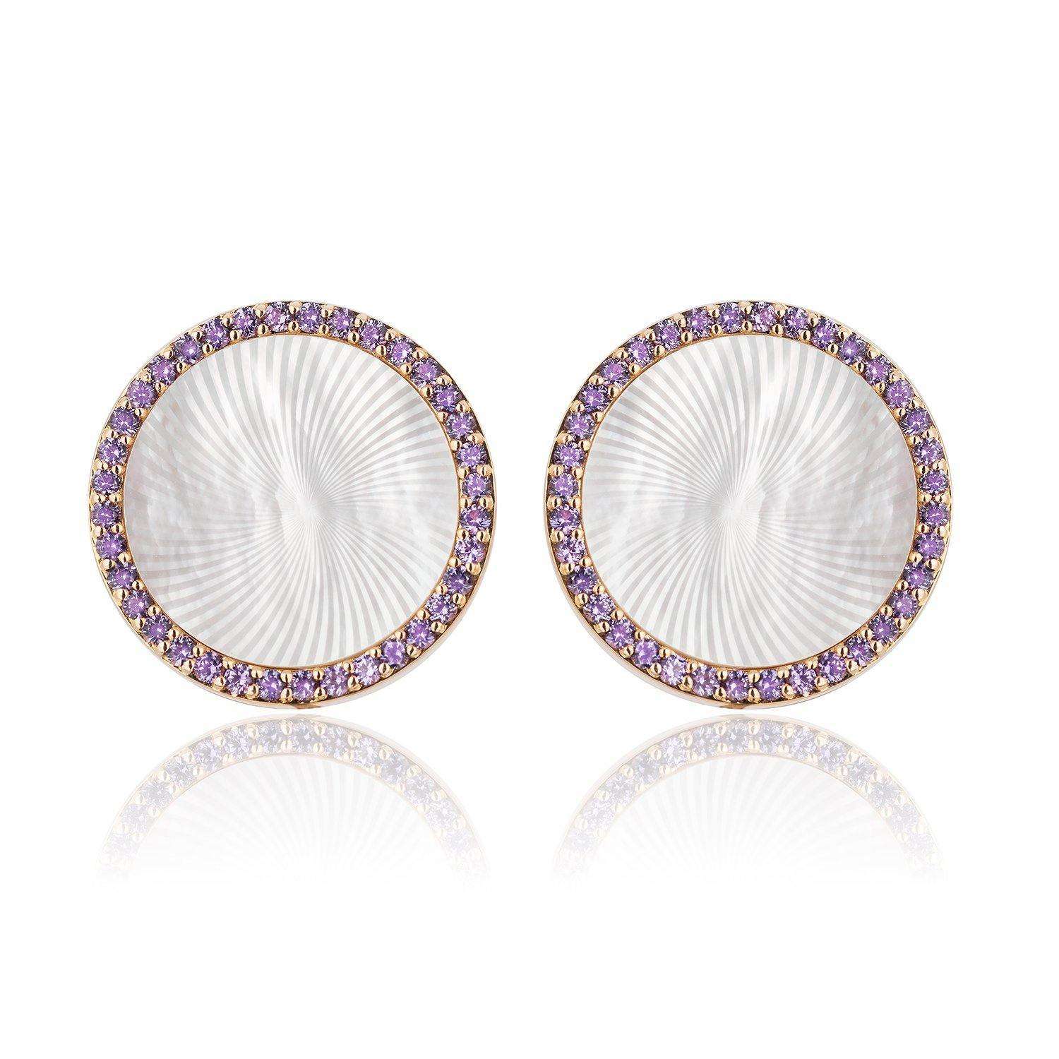 Rose Gold Cufflinks with Pinctada Maxima and Purple Sapphires