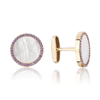 Rose Gold Cufflinks with Pinctada Maxima and Purple Sapphires