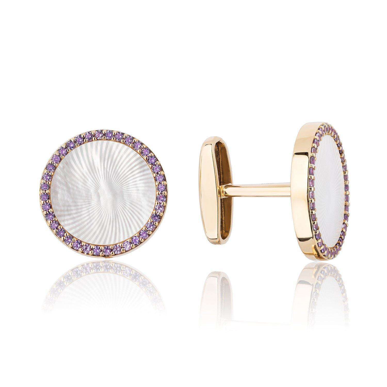 Rose Gold Cufflinks with Pinctada Maxima and Purple Sapphires