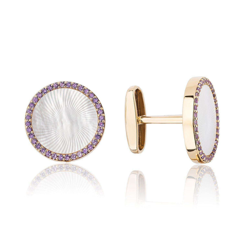 Rose Gold Cufflinks with Pinctada Maxima and Purple Sapphires