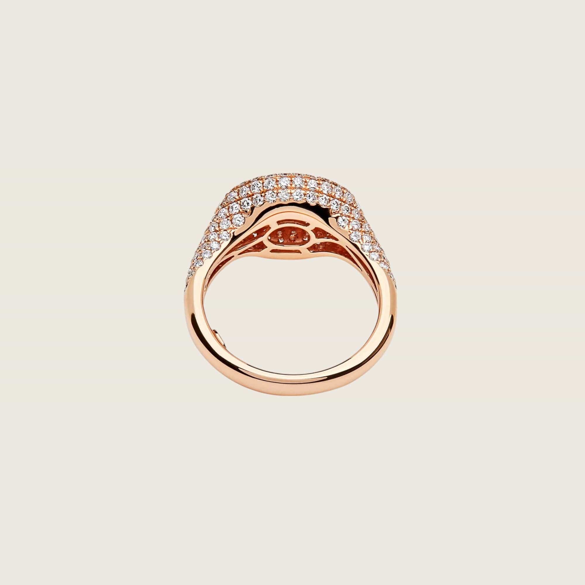 Rose Gold Pavé Diamond Set Signet Ring