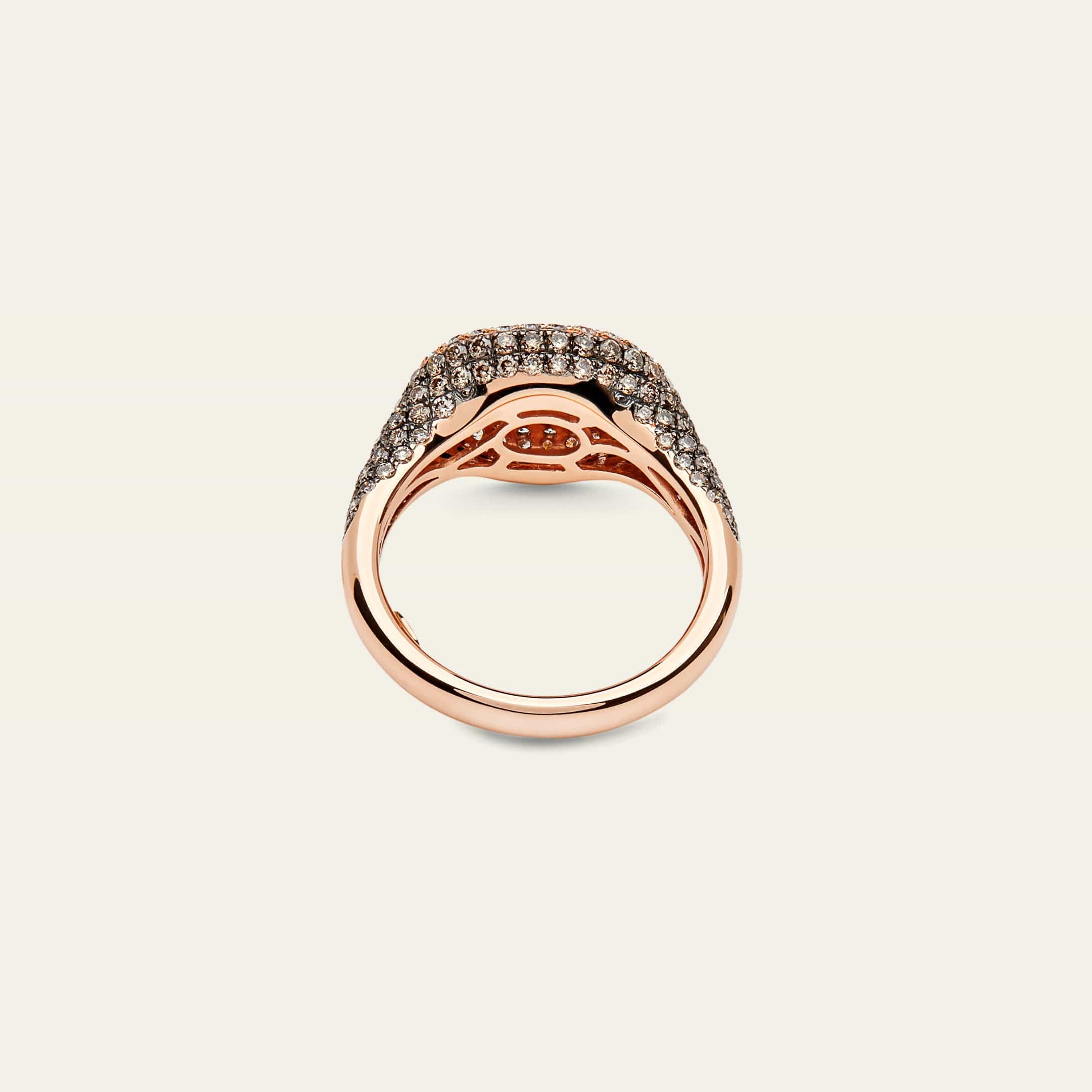 Rose Gold Pavé Set Two Tone Diamond Signet Ring