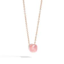 Rose Quartz & Light Brown Diamond Nudo Necklace