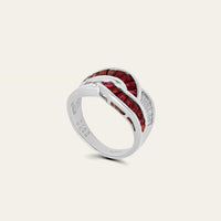 Ruby and Diamond Knot Ring