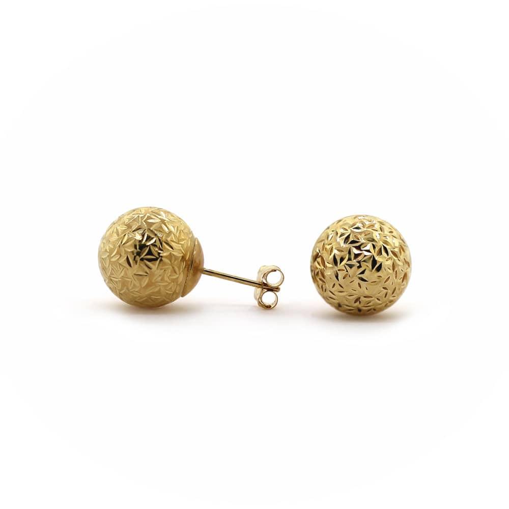 14K Crystal Cut Ball Earrings