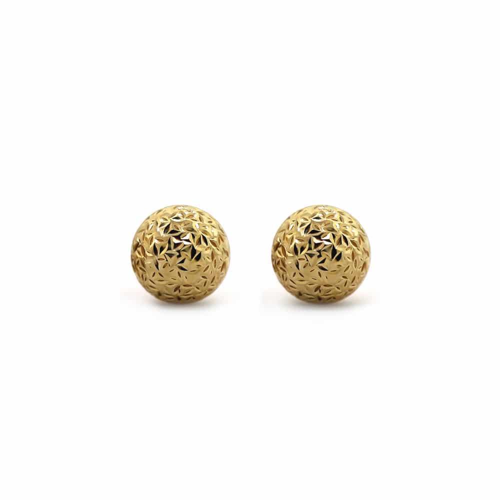 14K Crystal Cut Ball Earrings