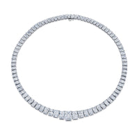 48.59 Carat Graduated Riviera Radiant Cut Diamond Necklace