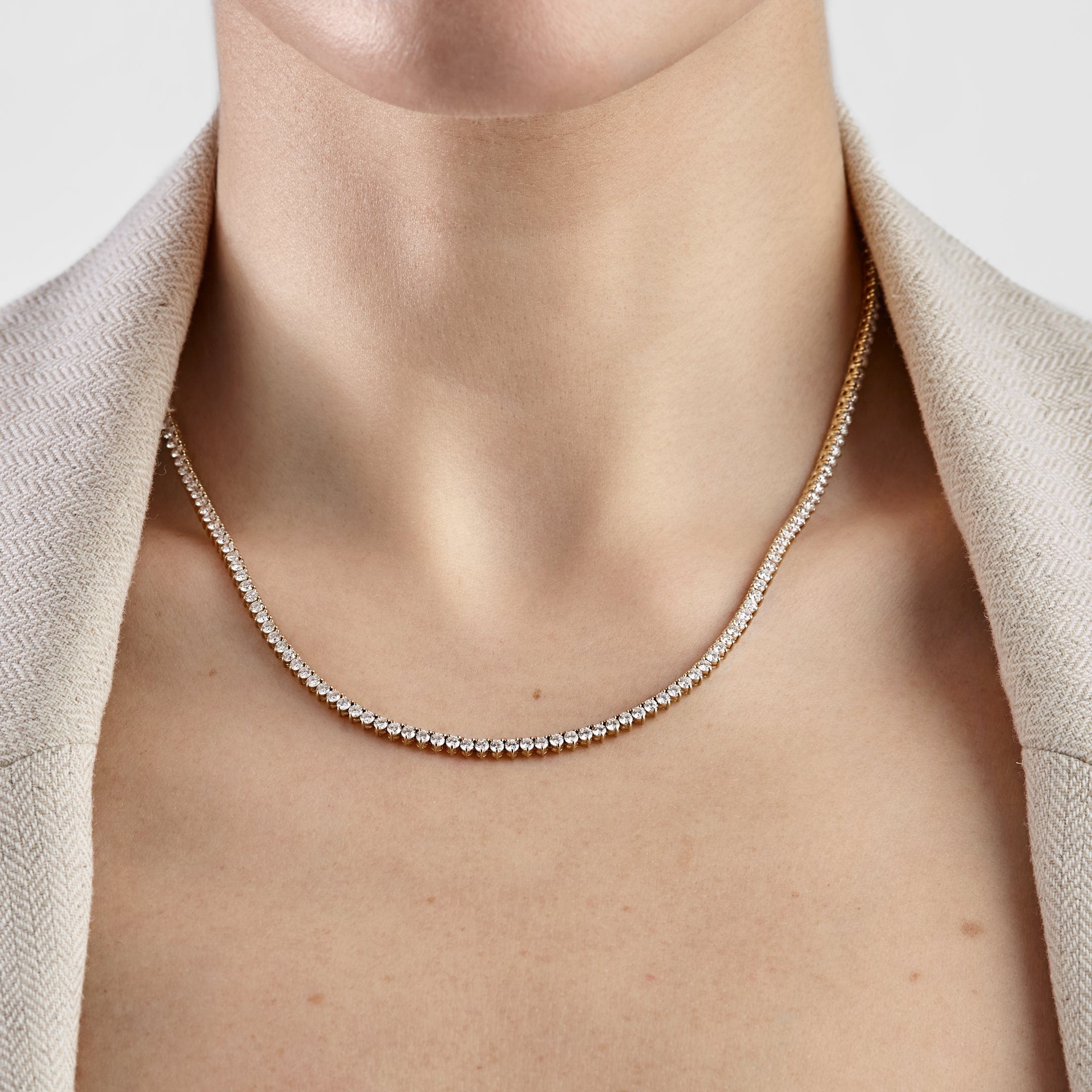 Sienna 6.9 Carat Diamond Yellow Gold Tennis Necklace