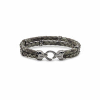 Silver Python With Black Plated Pendants Bracelet