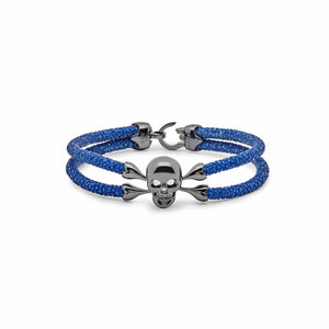 Skull & Crossbones Black Stingray Platinum Bracelet