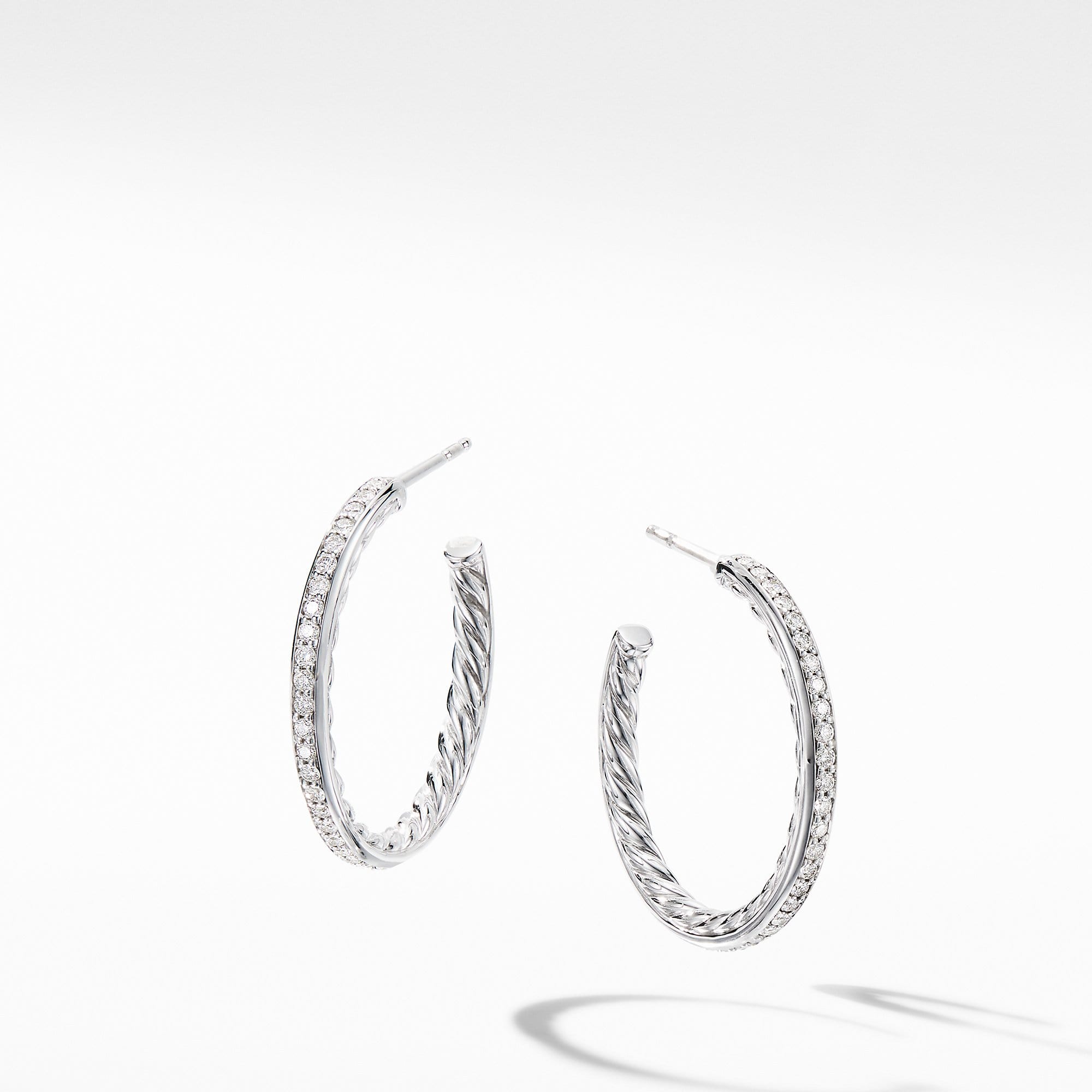 Small Hoop Earrings with  Pave Diamonds