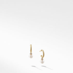 Solari Hoop Earrings with Cultured Pearl and Diamonds in 18K Gold