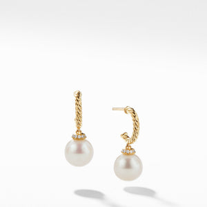 Solari Hoop Earrings with Diamonds and Pearls in 18K Gold