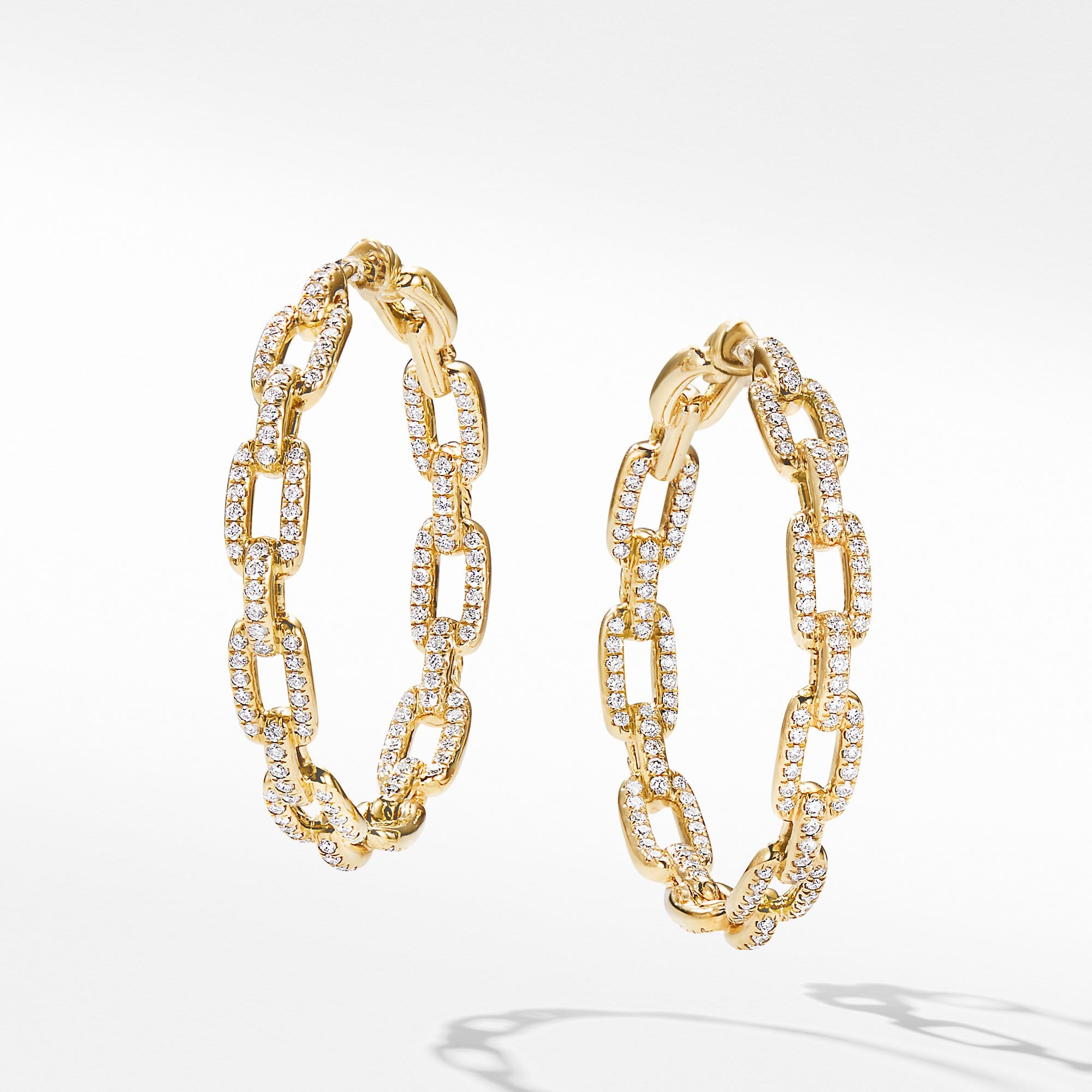 Stax Chain Link Hoop Earrings in 18K Yellow Gold with Diamonds