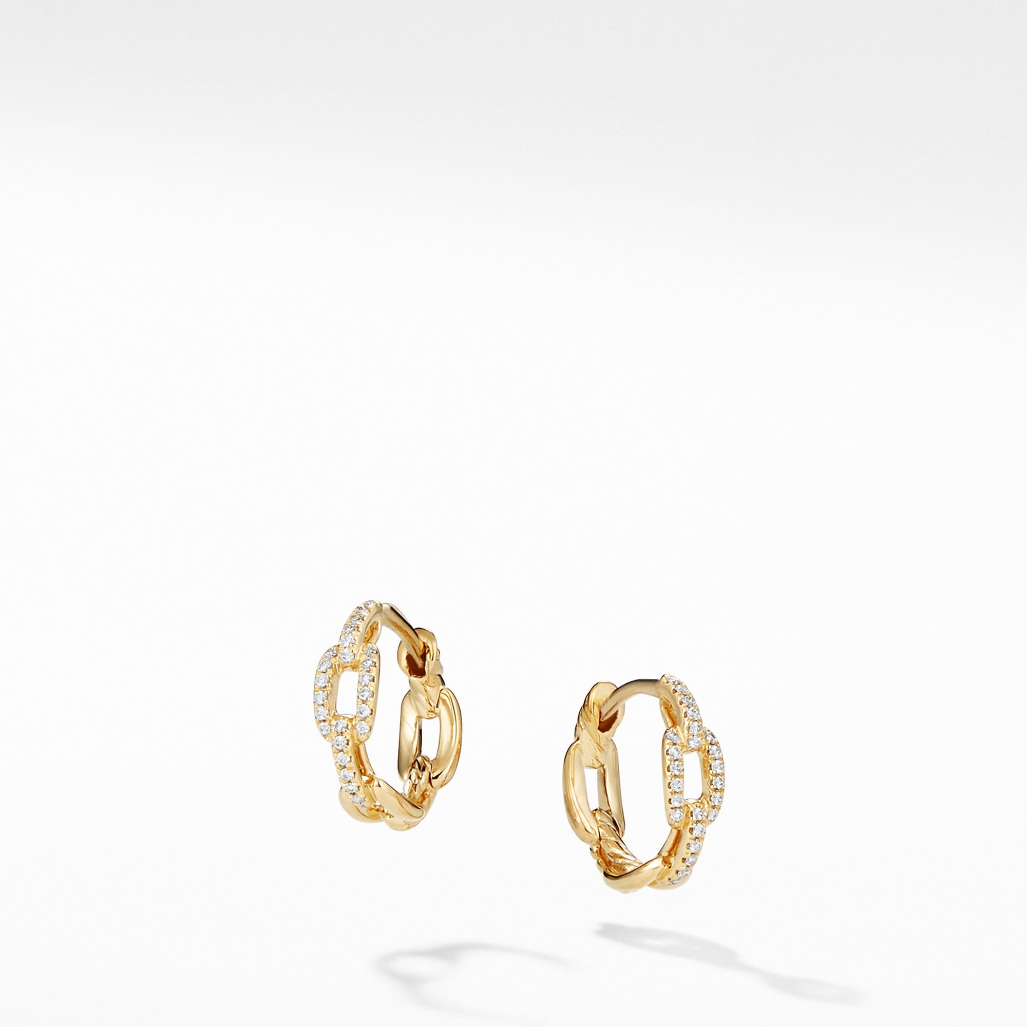 Stax Chain Link Huggie Hoop Earrings with Diamonds in 18K Gold