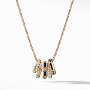 Stax Color Pendant Necklace with Black Spinel, Black Enamel and Diamonds in 18K Gold