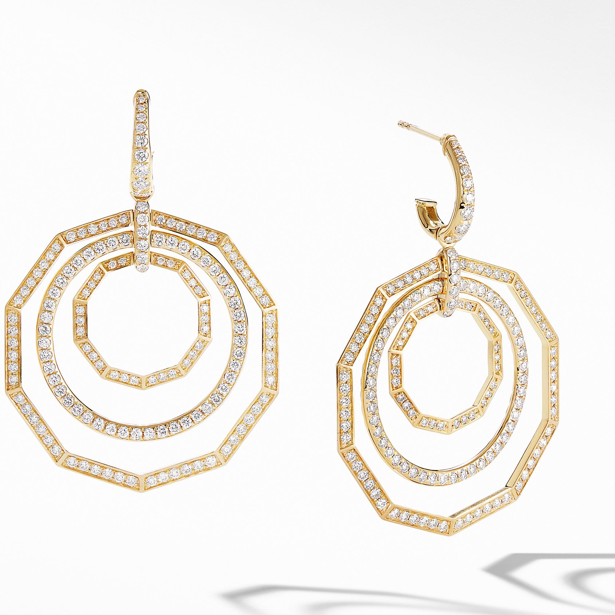 Stax Full Pav頄rop Earrings in 18K Yellow Gold