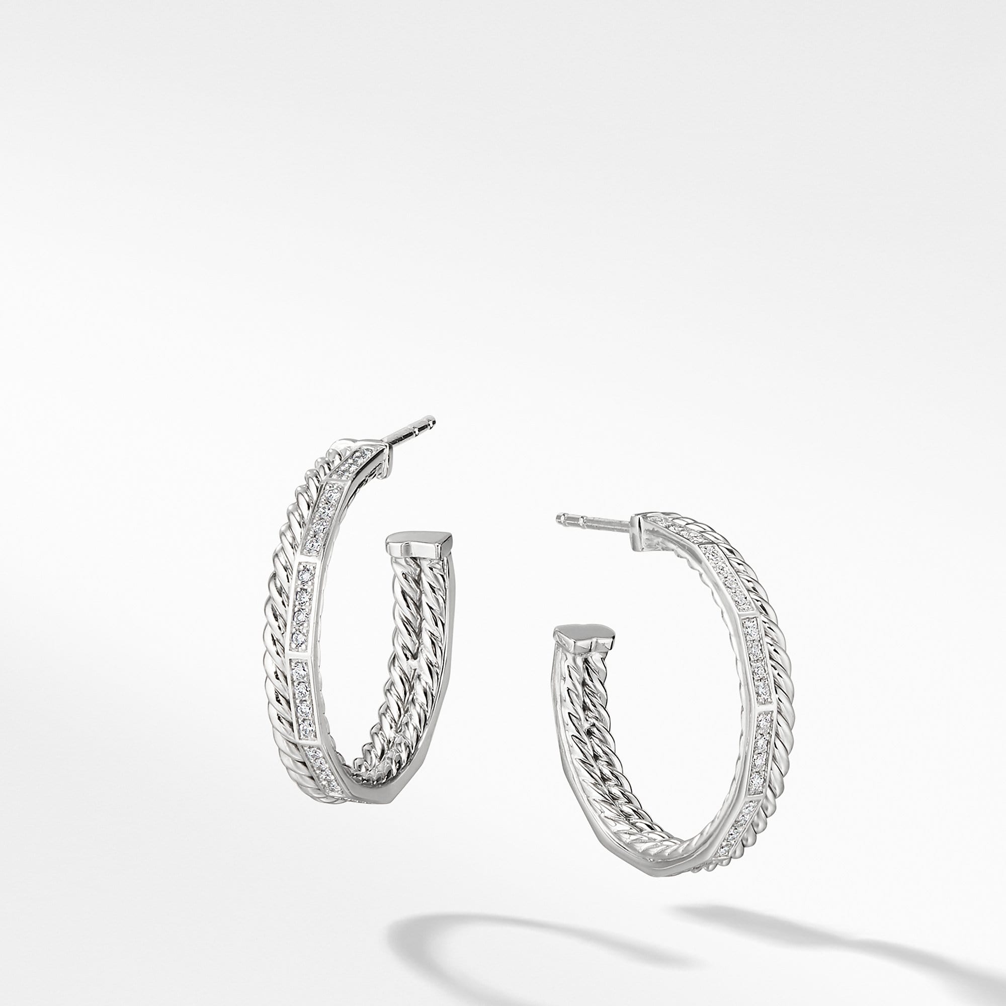Stax Hoop Earrings with Diamonds in 18K White Gold