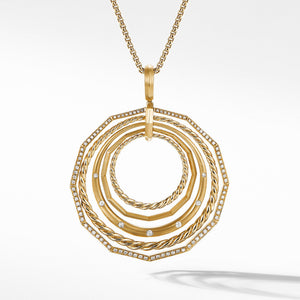 Stax Long Pendant Necklace with Diamonds in 18K Gold 41mm