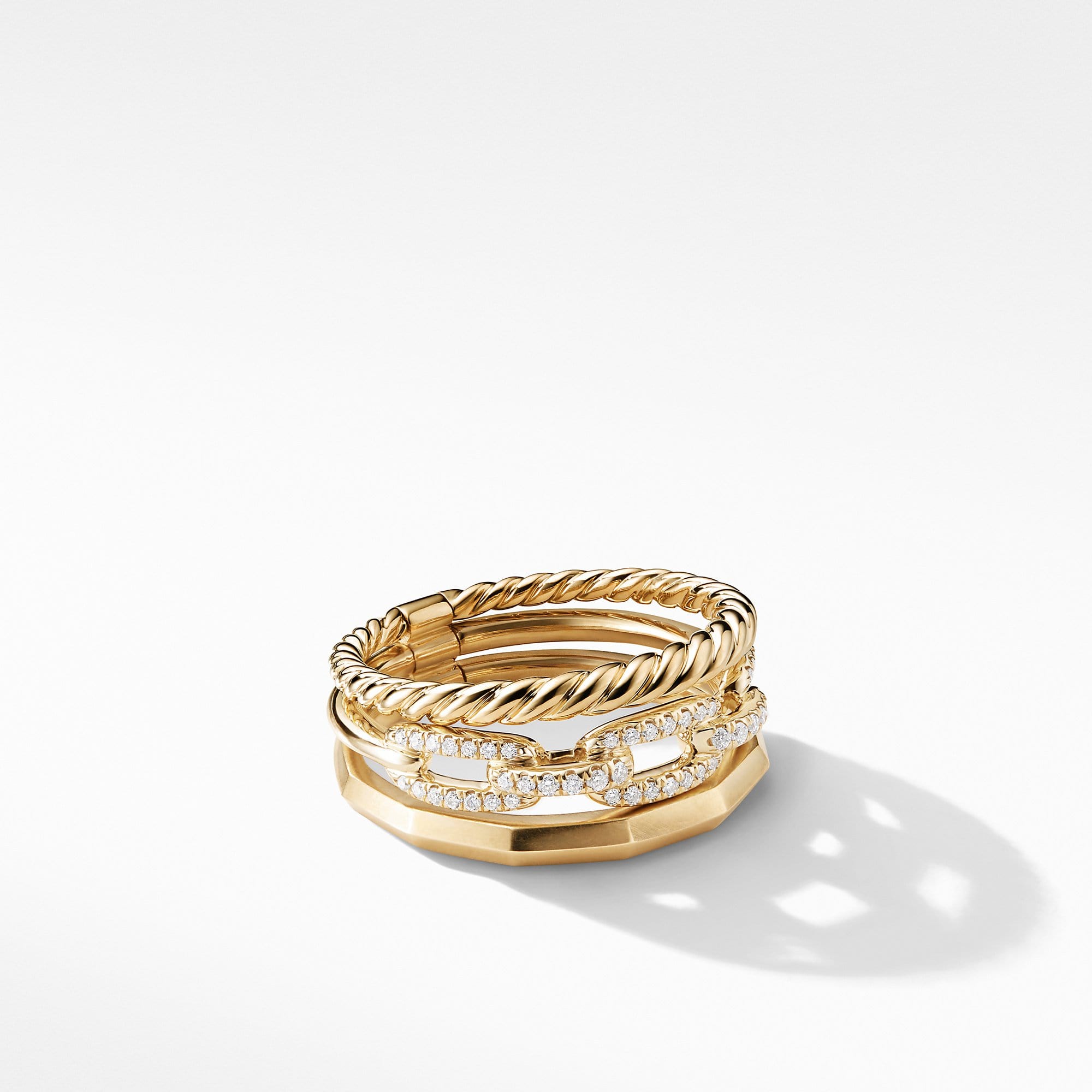 Stax Narrow Ring with Diamonds in 18K Gold