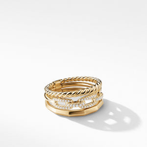 Stax Narrow Ring with Diamonds in 18K Gold