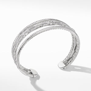 Stax Three-Row Chain Link Bracelet in 18K White Gold with Diamonds