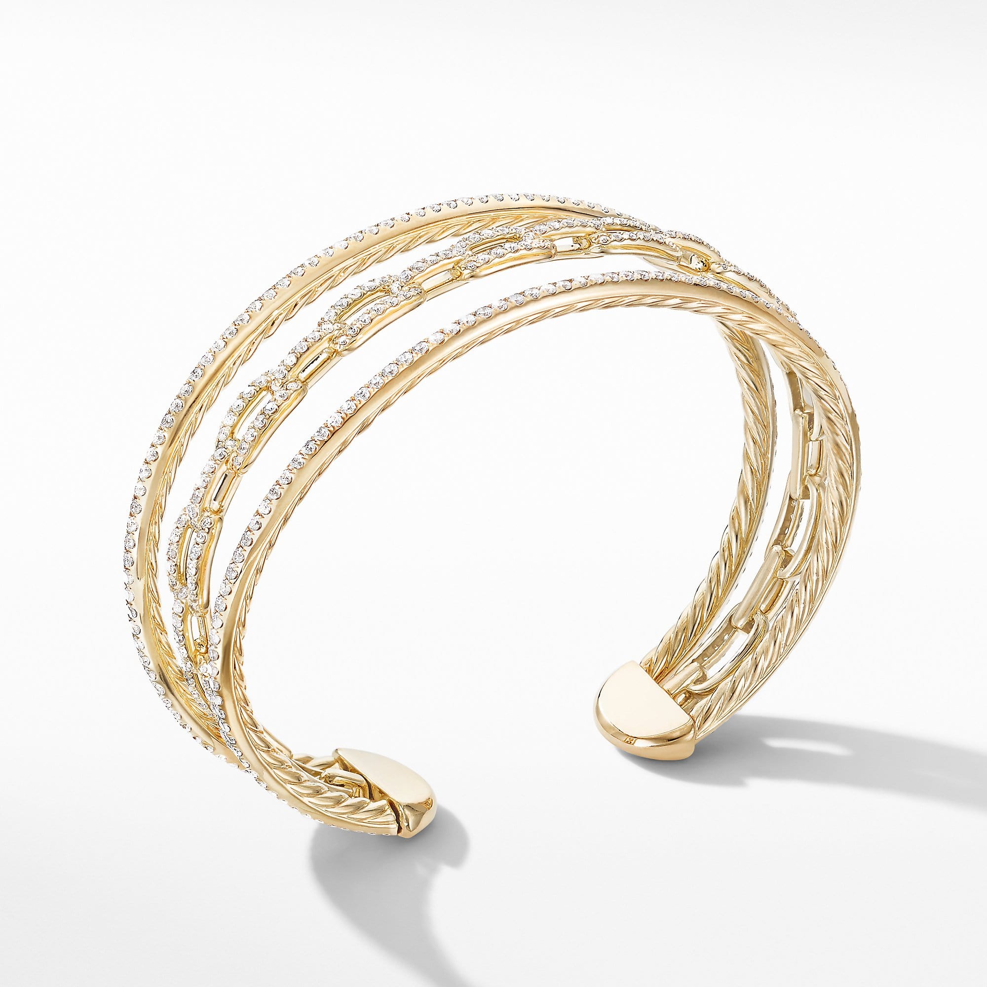 Stax Three-Row Chain Link Bracelet in 18K Yellow Gold with Diamonds