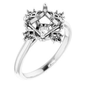 Sterling Silver 7 mm Asscher Engagement Ring Mounting