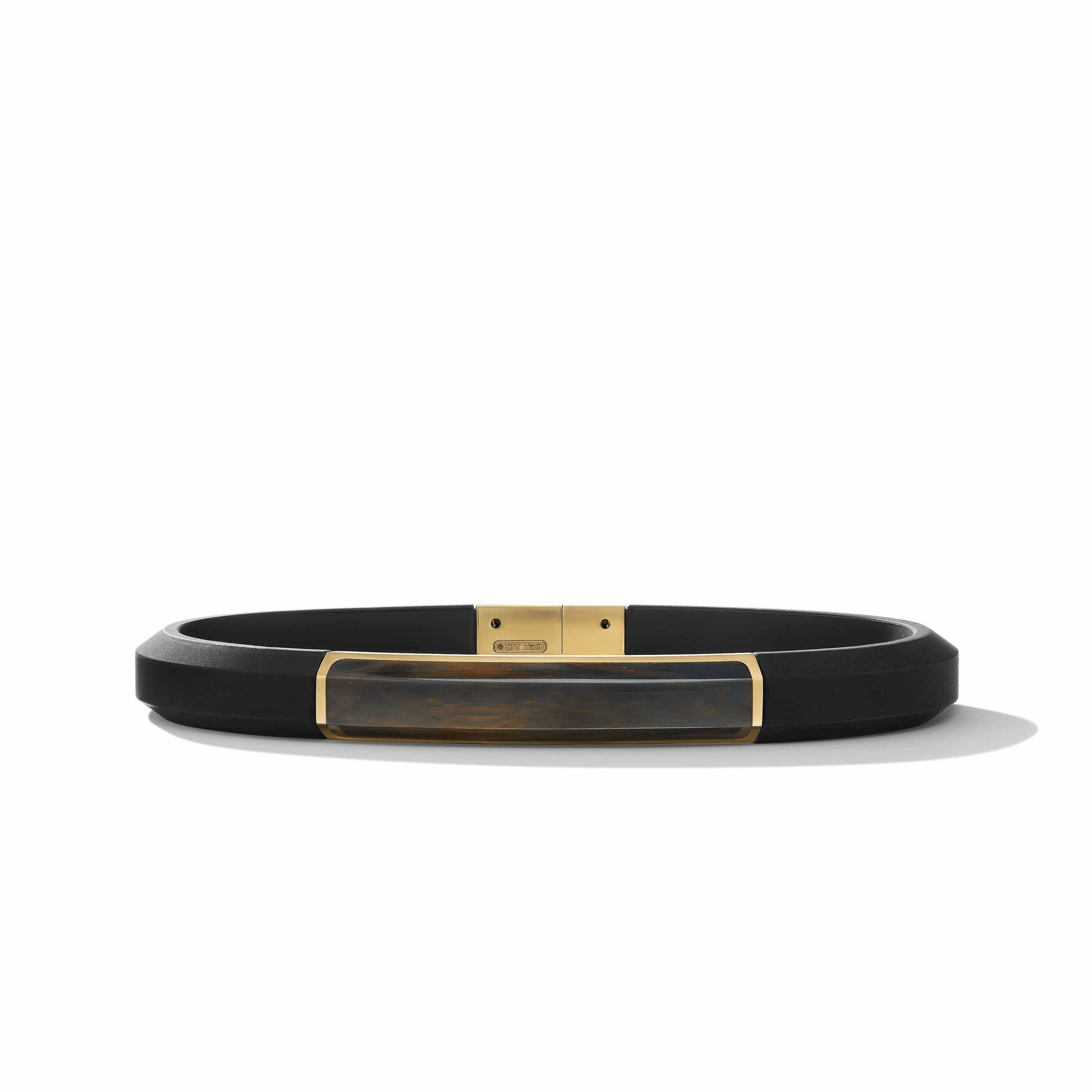 Streamline ID Black Rubber Bracelet with Pietersite and 18K Yellow Gold