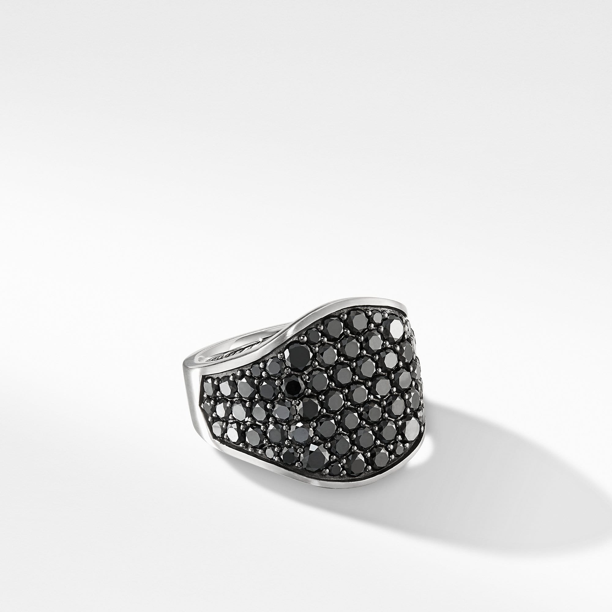 Streamline Signet Ring with Black Diamonds