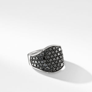 Streamline Signet Ring with Black Diamonds