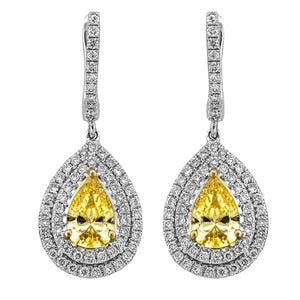 0.71ct. Diamond Earrings Set In 18K White Gold, Prong Set