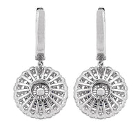 2.10ct. Diamond with Sapphire Center Stone Earrings Set In 18K White Gold, Prong Set