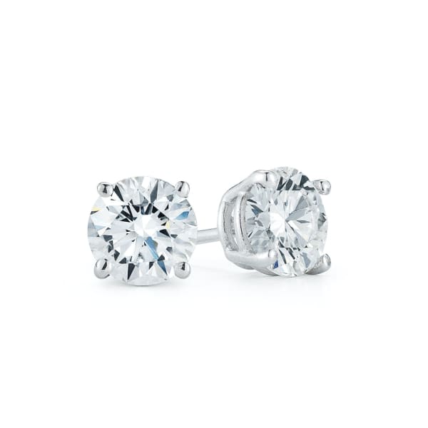 0.66ct. Diamond Stud Earrings Set In 14K White Gold, Round Cut