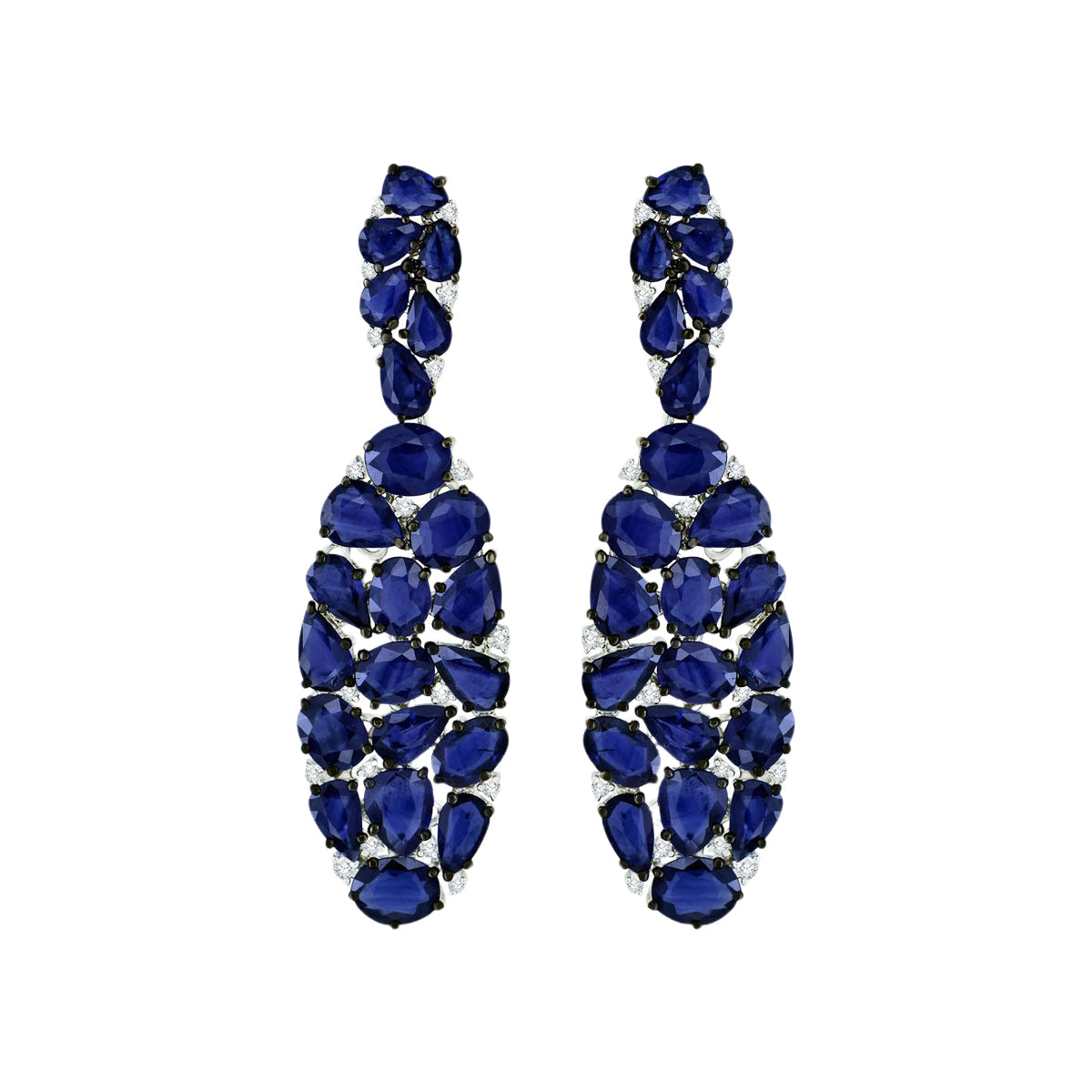 Blue Sapphire and Diamond Mosaic Earrings